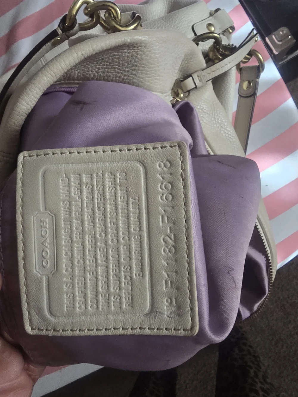 Coach Cream Pebbled Leather Hobo with Gold Hardware